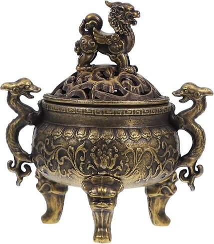 LOGOFUN Feng Shui Incense Censer Copper Dragon Incense Burner Chinese Aromatherapy Censer Vintage Incense Holder for Home Tabletop Decoration in Saudi Arabia