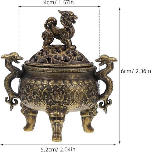 LOGOFUN Feng Shui Incense Censer Copper Dragon Incense Burner Chinese Aromatherapy Censer Vintage Incense Holder for Home Tabletop Decoration in Saudi Arabia
