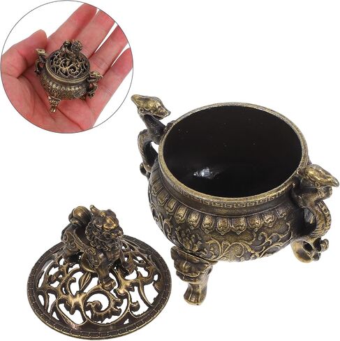 LOGOFUN Feng Shui Incense Censer Copper Dragon Incense Burner Chinese Aromatherapy Censer Vintage Incense Holder for Home Tabletop Decoration in Saudi Arabia