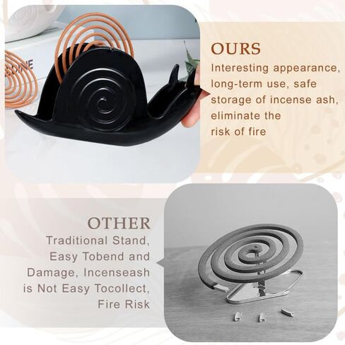 Black Snail Incense and Mosquito Coil Holder Iron Material for Table Decorations or Gifts in Saudi Arabia