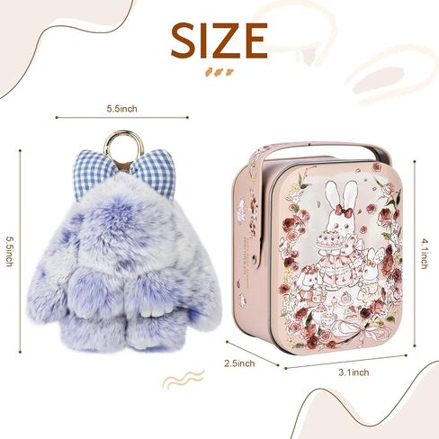Bunny Keychain with Tin Box, Cute Keychain Gift, Soft Bunny Keychain Accessories for Women in Kuwait
