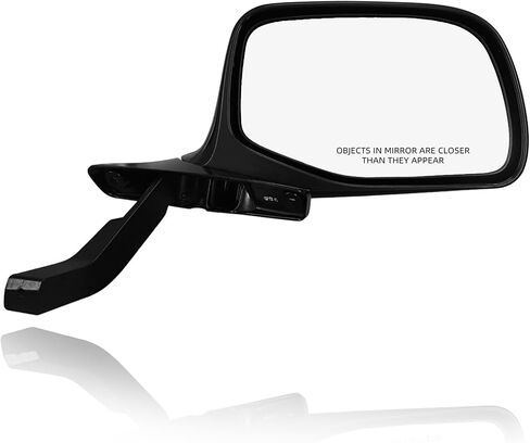 PM Auto Right Passenger Side Manual Foldaway View Mirror Chrome/Convex+Warning Black Chrome For 1992-1996 Ford F-150 in Saudi Arabia