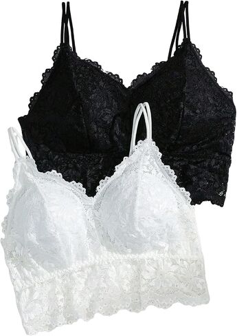 WDIRARA Women's Plus Size 2 Piece Floral Lace Mesh Bralette V Neck Sleeveless Bra Crop Cami Top in Saudi Arabia