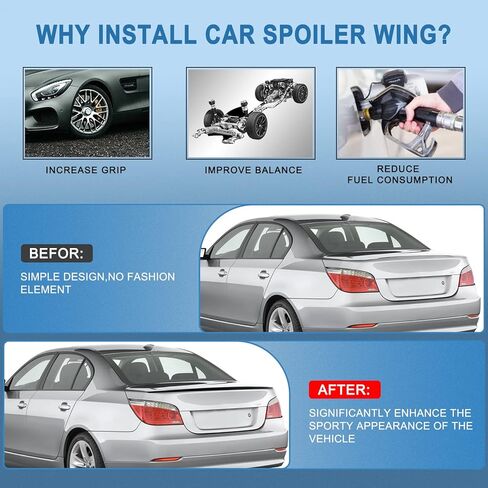 Rear Roof Spoiler ABS Fits for 2004-2010 for BMW 5-Series E60 Sedan Rear Window Roof Top Spoiler Wing Matte Black Spoiler in Kuwait