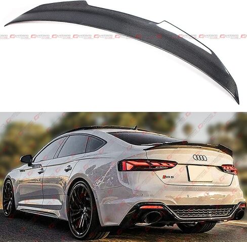(Revised Fitment) PSM Style High Kick Duckbill Real Carbon Fiber Trunk Spoiler Wing Compatible for 2018-2024 Audi B9 A5 S5 RS5 4dr Sportback in Saudi Arabia
