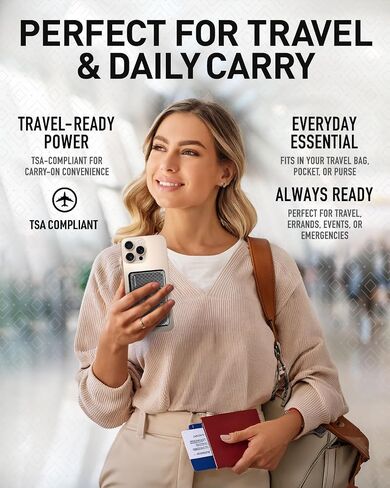 Ultra Thin Wireless Phone Charger. Portable Magnetic Power Bank that Fits in Your Wallet. 5000mAh & 20W Fast Charge. Works with Iphone 12-15 and other Phones with Magnetic Charging Tech. ChargeCard in Kuwait