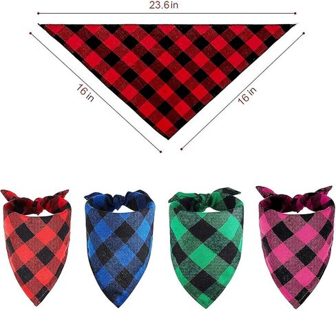 Dog & Cat Scarf, Red Plaid Bandana, 60cm Neck, Gotcha Day Gift in Kuwait