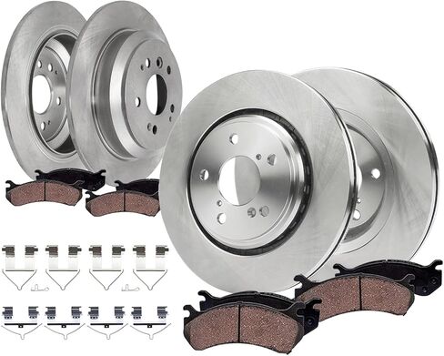 Detroit Axle - 8pc Brake Kit for 2016-2021 Honda Pilot 2017-2020 Ridgeline, 12.60" inch Front and 12.95" inch Rear Disc Brake Rotors Ceramic Brakes Pads with Hardware 2018 2019 Replacement in Saudi Arabia