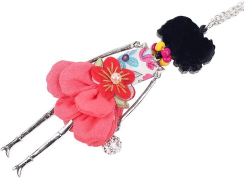 Bonsny Paris Doll Netclace Dress Handmade Pendant Designer Alloy Metal Crystal Flower Flower Jowns Mashion Modern (Orange) in Saudi Arabia
