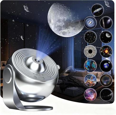 Star Projector Elec3 Ultra Clear Galaxy Night Light with 4K Replaceable 12 Galaxy Discs 360 Degree Rotation Real Sky Light Birthday Valentines Gift Decoration Night Light - Rose Gold in Saudi Arabia