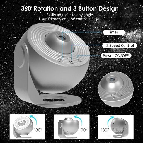Star Projector Elec3 Ultra Clear Galaxy Night Light with 4K Replaceable 12 Galaxy Discs 360 Degree Rotation Real Sky Light Birthday Valentines Gift Decoration Night Light - Rose Gold in Saudi Arabia