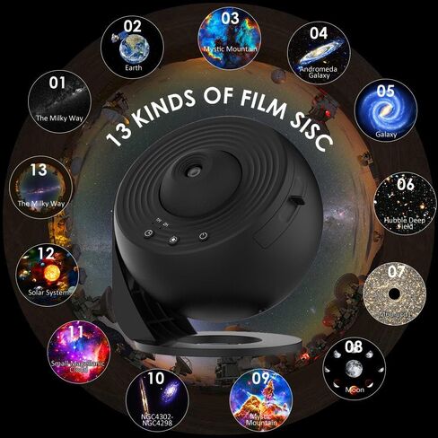 ضوء ليلي من Star Projector Elec3 فائق الوضوح مع 12 قرص مجرة ​​قابل للاستبدال بدقة 4K، دوران 360 درجة، ضوء السماء الحقيقية لعيد الميلاد، هدية عيد الحب، إضاءة ليلية - ذهبي وردي in Kuwait