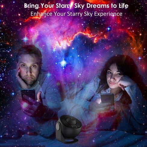 ضوء ليلي من Star Projector Elec3 فائق الوضوح مع 12 قرص مجرة ​​قابل للاستبدال بدقة 4K، دوران 360 درجة، ضوء السماء الحقيقية لعيد الميلاد، هدية عيد الحب، إضاءة ليلية - ذهبي وردي in Kuwait