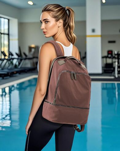 حقيبة ظهر رياضية للنساء والرجال، حقيبة رياضية خفيفة الوزن مع حجرة للأحذية، حقيبة ظهر رياضية مقاومة للماء مع جيب مبلل، أسود in Kuwait