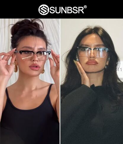 نظارات مربعة أنيقة للنساء والرجال كلاسيكية بنصف إطار أزرق تحجب الضوء نظارات الكمبيوتر in Saudi Arabia
