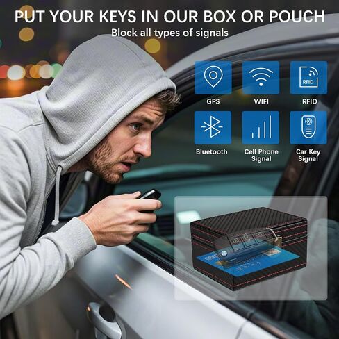 Faraday Box, Signal Blocker for Keyless Car Keys, Faraday Key Fob Protector, EMP Protection, Carbon Fiber RFID Blocking Cage, Anti Theft, Anti Tracking Key Box (Small Size) in Saudi Arabia