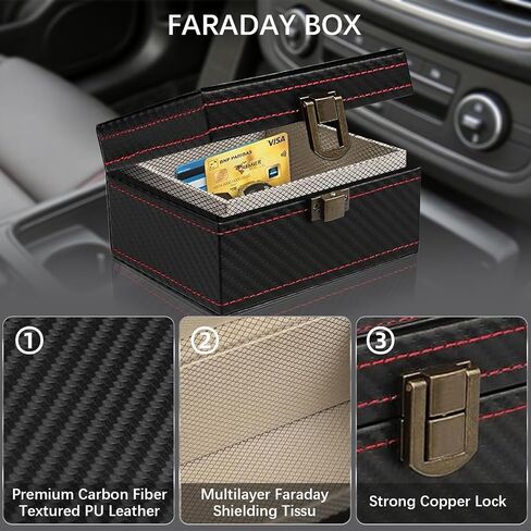 Faraday Box, Signal Blocker for Keyless Car Keys, Faraday Key Fob Protector, EMP Protection, Carbon Fiber RFID Blocking Cage, Anti Theft, Anti Tracking Key Box (Small Size) in Saudi Arabia