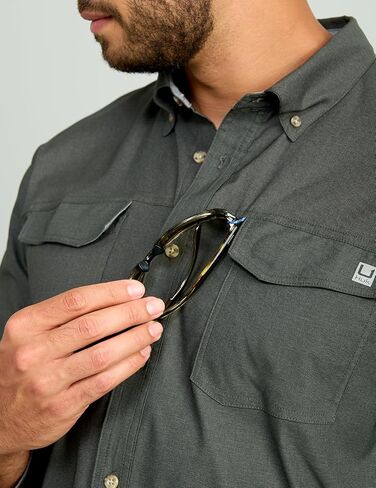 HUK Men's Hawser Heather Flannel, Long Sleeve Button Down Shirt in Kuwait