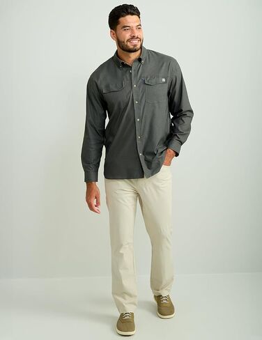 HUK Men's Hawser Heather Flannel, Long Sleeve Button Down Shirt in Kuwait