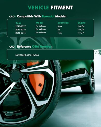 SCITOO Front Right Passenger Side CV Axle Shaft Assembly Fit for Hyundai for Veloster 1.6L NCV37025,495012V000 in Kuwait