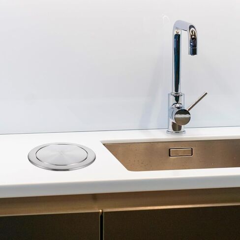 Zerodeko Built-in Countertop Trash Bin Waste Lid Balance Flap Cover Stainless Steel Kitchen Garbage Can Grommet Recessed Trash Can Lid M in Saudi Arabia