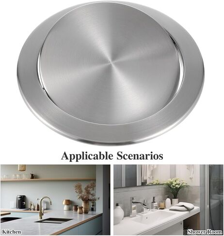 Zerodeko Built-in Countertop Trash Bin Waste Lid Balance Flap Cover Stainless Steel Kitchen Garbage Can Grommet Recessed Trash Can Lid M in Saudi Arabia