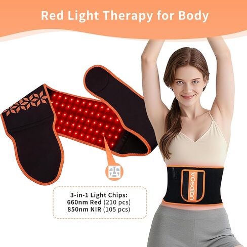 Upgraded Red Light Therapy for Body - 660nm & 850nm LED with Timer, Red Light Belt for Muscle Pain Relief on Back, Shoulder, Waist - Wearable Infrared Wrap to Decrease Inflammation and Speed Healing in Saudi Arabia