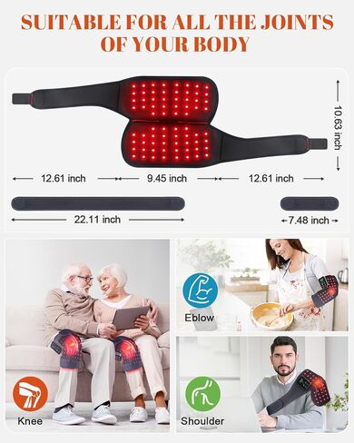 Red Light Therapy Knee Brace 2 Pack – Wireless 72 LED with 660nm & 850nm, 3000mAh Battery, Heat & Pulse Modes for Knee, Elbow, Shoulder, Joint Discomfort & Pain Relief in Kuwait