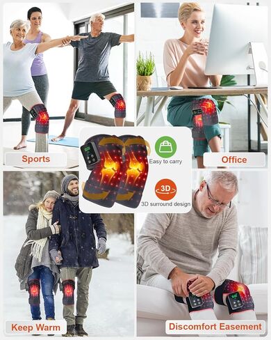 Red Light Therapy Knee Brace 2 Pack – Wireless 72 LED with 660nm & 850nm, 3000mAh Battery, Heat & Pulse Modes for Knee, Elbow, Shoulder, Joint Discomfort & Pain Relief in Kuwait