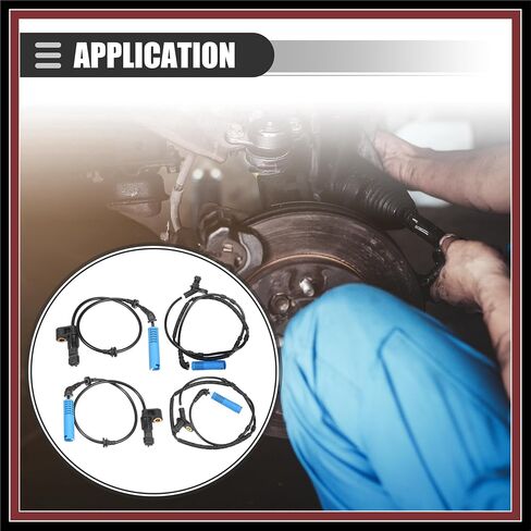 Front Rear Left Right ABS Sensor Wheel Speed Sensor, for BMW 325Ci 2001-2006, Plastic, No.34526752681/34526752682/34526752683, Black, 4pcs Durable Material in Saudi Arabia