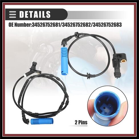 Front Rear Left Right ABS Sensor Wheel Speed Sensor, for BMW 325Ci 2001-2006, Plastic, No.34526752681/34526752682/34526752683, Black, 4pcs Durable Material in Saudi Arabia