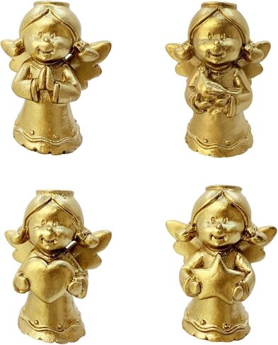 4 Pack Gold Little Angel Figurines 1.7 inch Miniature Angels Girl Cute Adorable Tiny Cherub Statue Resin Sculpture Indoor Outdoor Home Garden Decor in Saudi Arabia