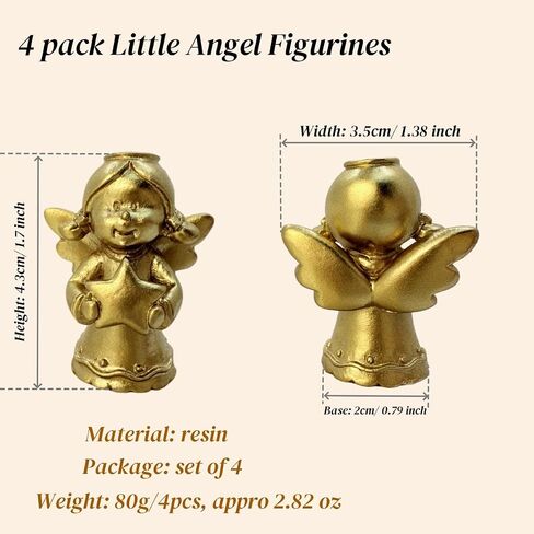 4 Pack Gold Little Angel Figurines 1.7 inch Miniature Angels Girl Cute Adorable Tiny Cherub Statue Resin Sculpture Indoor Outdoor Home Garden Decor in Saudi Arabia