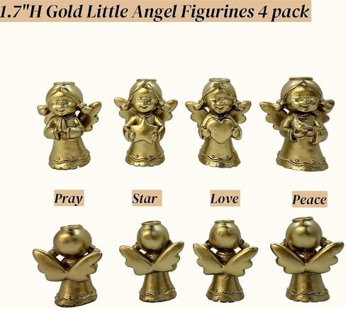 4 Pack Gold Little Angel Figurines 1.7 inch Miniature Angels Girl Cute Adorable Tiny Cherub Statue Resin Sculpture Indoor Outdoor Home Garden Decor in Saudi Arabia