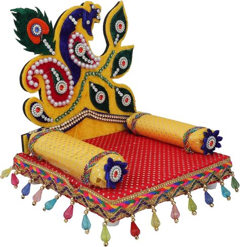 ديكور Laddu Gopal Singhasan تصميم بقرة قابل للطي من أجل Bal Gopal Velvet Mattress Cushion Gadda Ladoo Gopal Dress Asan Set ديكورات ديوالي للمهرجانات الهندية التقليدية (الحجم: -8 بوصة × 9 بوصة) (متعدد الألوان) in Saudi Arabia