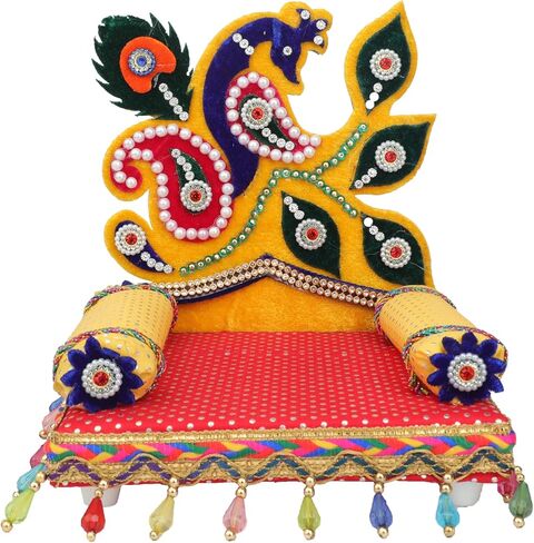 ديكور Laddu Gopal Singhasan تصميم بقرة قابل للطي من أجل Bal Gopal Velvet Mattress Cushion Gadda Ladoo Gopal Dress Asan Set ديكورات ديوالي للمهرجانات الهندية التقليدية (الحجم: -8 بوصة × 9 بوصة) (متعدد الألوان) in Saudi Arabia