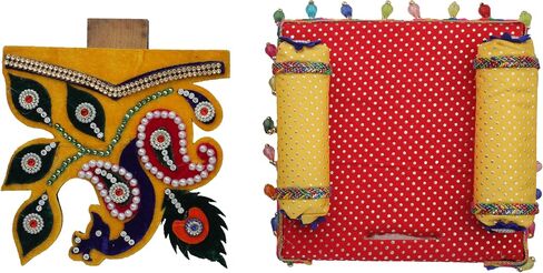 ديكور Laddu Gopal Singhasan تصميم بقرة قابل للطي من أجل Bal Gopal Velvet Mattress Cushion Gadda Ladoo Gopal Dress Asan Set ديكورات ديوالي للمهرجانات الهندية التقليدية (الحجم: -8 بوصة × 9 بوصة) (متعدد الألوان) in Saudi Arabia