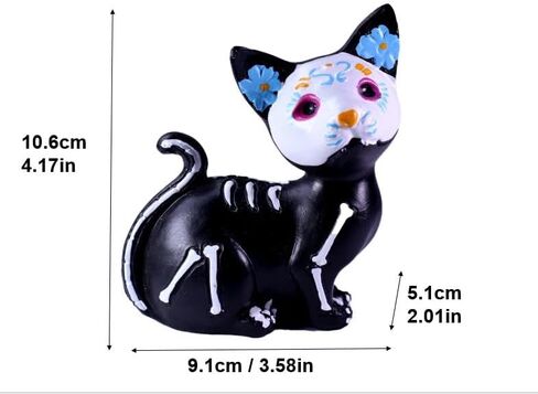 Day of The Dead Dog and Cat Figurine, Halloween Statue Sugar Skulls Animal Statue Resin Crafts Skeleton Sculpture for Halloween Home Desk Decorations (One Dog and one cat) in Saudi Arabia