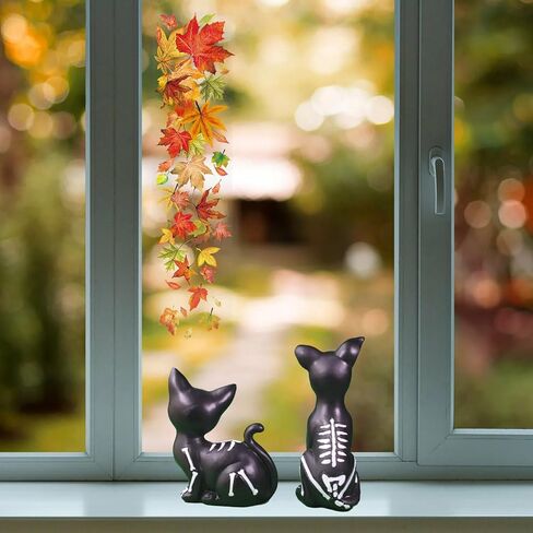 Day of The Dead Dog and Cat Figurine, Halloween Statue Sugar Skulls Animal Statue Resin Crafts Skeleton Sculpture for Halloween Home Desk Decorations (One Dog and one cat) in Saudi Arabia