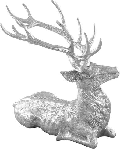 Tangkula 17.5" Sitting Reindeer Statue, Aluminum Deer Sculpture for Indoors, Christmas Reindeer Decor Statue, Figurine Statue for Home Office Shop School in Saudi Arabia
