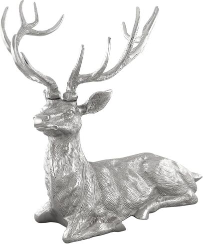 Tangkula 17.5" Sitting Reindeer Statue, Aluminum Deer Sculpture for Indoors, Christmas Reindeer Decor Statue, Figurine Statue for Home Office Shop School in Saudi Arabia