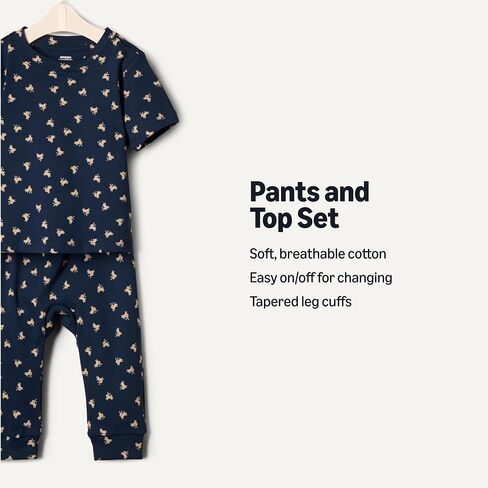 Amazon Essentials x Sofia Grainge Unisex Toddlers and Babies' Cotton Knit Short Sleeve Shirt & Pants Set in Saudi Arabia