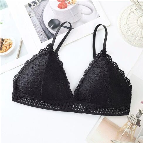 Lace Sexy Lingerie Bras for Women Padded Push Up Bralette Female Brassiere Soft Backless Fashion Bras Underwear,Black in Saudi Arabia