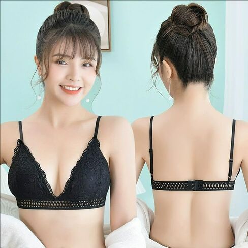 Lace Sexy Lingerie Bras for Women Padded Push Up Bralette Female Brassiere Soft Backless Fashion Bras Underwear,Black in Saudi Arabia