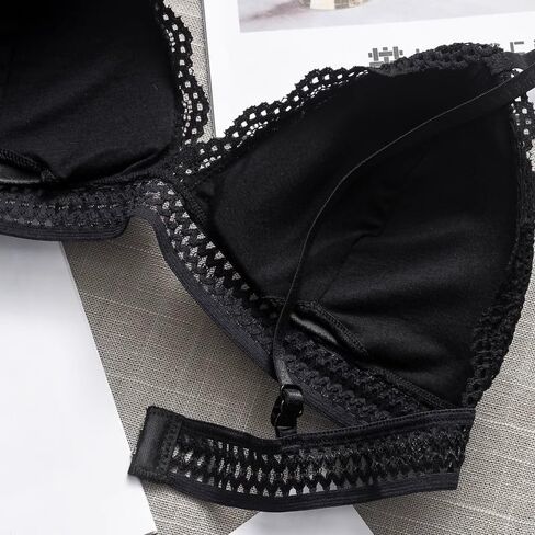 Lace Sexy Lingerie Bras for Women Padded Push Up Bralette Female Brassiere Soft Backless Fashion Bras Underwear,Black in Saudi Arabia