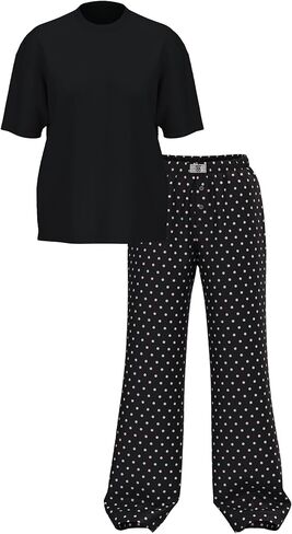 Victoria's Secret Cotton Tee Pajama Set, Long Sleeve Cotton Shirt and Long Flannel Pajama Pant Set, Sleepwear for Women, Red Shimmer (XXL) in Kuwait