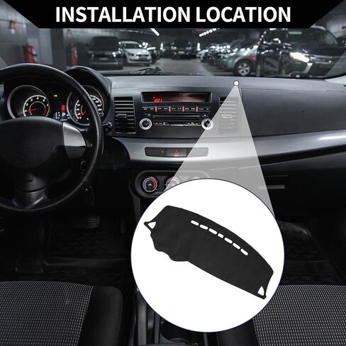 Dash Cover for Mitsubishi Lancer EX 2008-2017 / Center Console Dashboard Cover/Non-Slip/Suede / 1 Pcs Black in Saudi Arabia