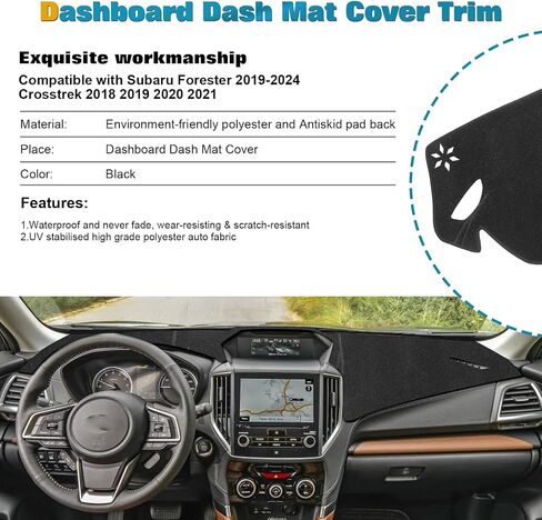 x xotic tech Center Console Dashboard Mat Pre-Cut Non-Slip Sunshield Sun Glare Protector Dash Carpet Pad Black Cover Compatible with Subaru Forester 2019-2024,Crosstrek 2018-2021 in Saudi Arabia