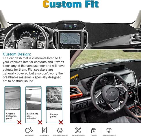 x xotic tech Center Console Dashboard Mat Pre-Cut Non-Slip Sunshield Sun Glare Protector Dash Carpet Pad Black Cover Compatible with Subaru Forester 2019-2024,Crosstrek 2018-2021 in Saudi Arabia