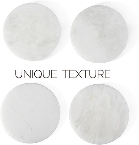 Koville Marble Coaster Set of 4, Round White Coasters, 4" Cup Coasters for Drinks, Heat Resistant Coaster for Coffee Table Home Office Bar Decor(Namib Fantasy) in Saudi Arabia